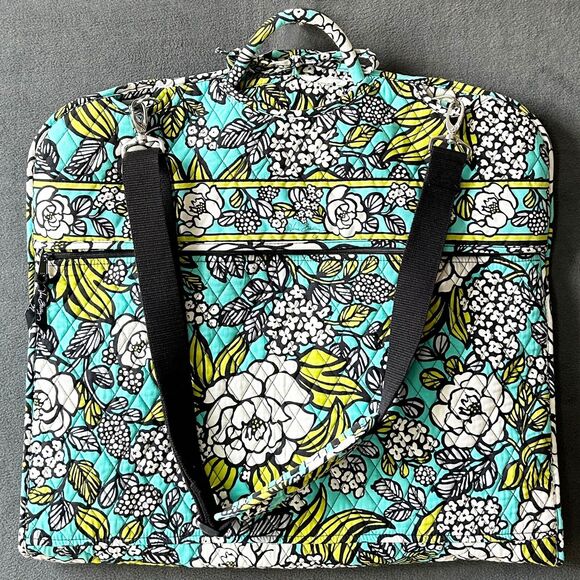 Vera Bradley Hanging Travel Garment Bag - Quilted Turquoise Island Bloom MINT! - Picture 1 of 15